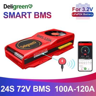 Daly Lifepo4 24S 120A Smart Bms Com Ventilador Bt Lcd de Dente Azul Disponível